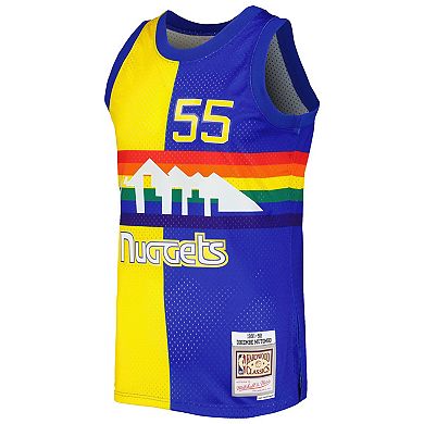 Men's Mitchell & Ness Dikembe Mutombo Royal/Gold Denver Nuggets Hardwood Classics 1991/92 Split Swingman Jersey