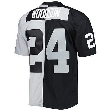 Men's Mitchell & Ness Charles Woodson Black/Silver Las Vegas Raiders 1998 Split Legacy Replica Jersey