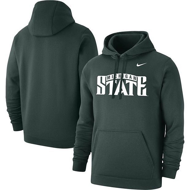 Men s Nike Green Michigan State Spartans Wordmark Logo Club Pullover Hoodie