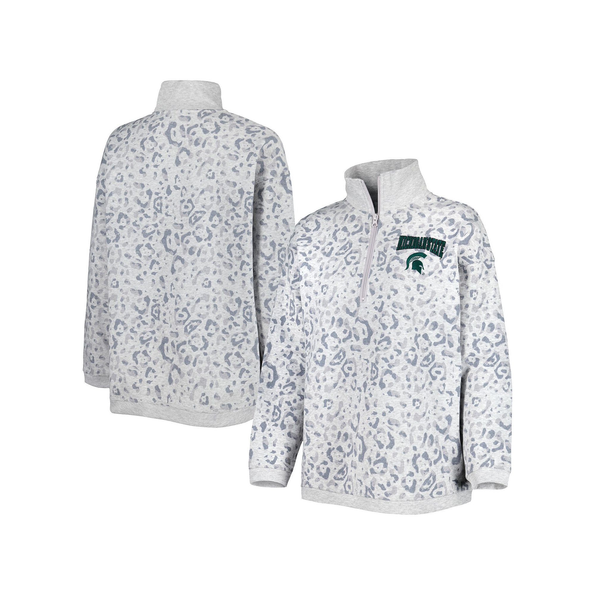 Womens Gameday Couture Heather Gray Michigan State Spartans Leopard Quarte