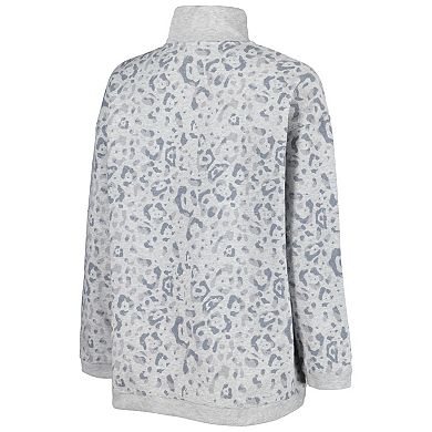 Women's Gameday Couture Heather Gray Michigan State Spartans Leopard Quarter-Zip Sweatshirt