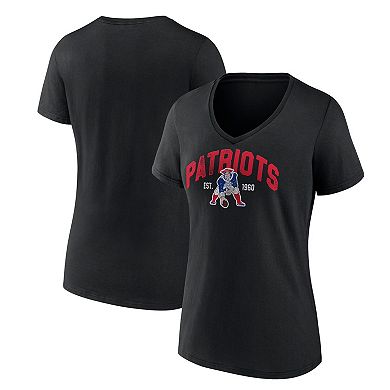 Women's Fanatics Branded Black New England Patriots Plus Size Drop Back V-Neck T-Shirt