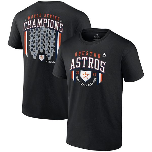 Men's Fanatics Branded Black Houston Astros 2022 World Series Champions  Roster Jersey T-Shirt