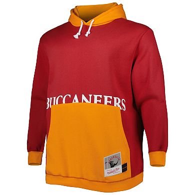 Men's Mitchell & Ness Red/Orange Tampa Bay Buccaneers Big & Tall Big Face Pullover Hoodie