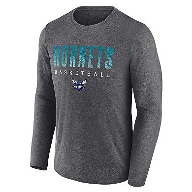 Men's Fanatics Branded Heathered Charcoal Charlotte Hornets Where Legends Play Iconic Practice Long Sleeve T-Shirt