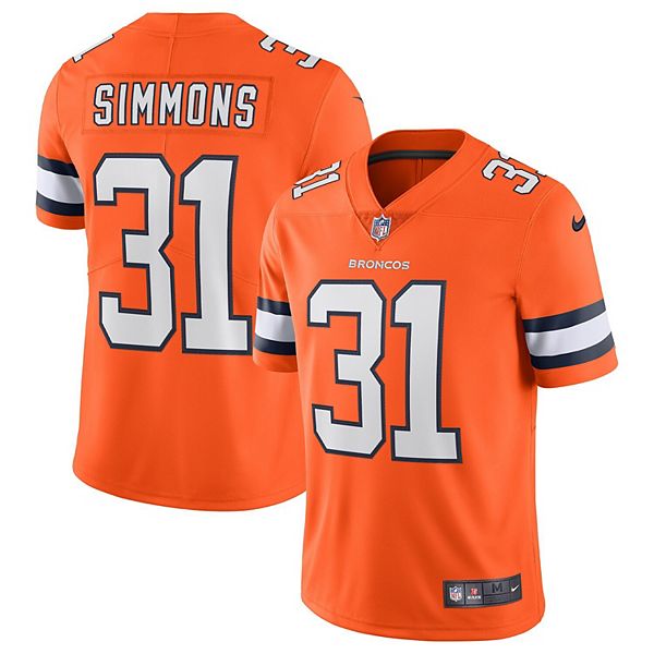 Nike Justin Simmons Orange Denver Broncos Vapor Limited Jersey