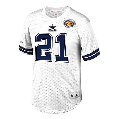Men's Mitchell & Ness Deion Sanders White Dallas Cowboys Retired Player Name & Number Mesh Top