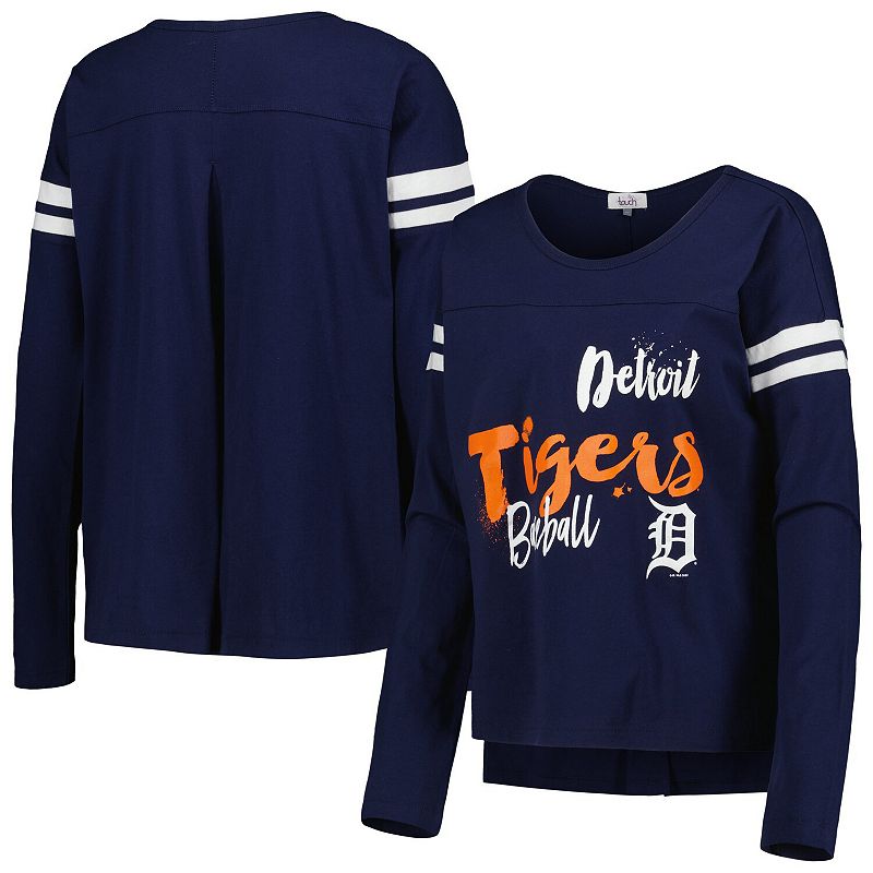 Womens Touch Navy Detroit Tigers Free Agent Long Sleeve T-Shirt, Size: Sma