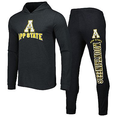Men's Concepts Sport Black/Charcoal Appalachian State Mountaineers Meter Pullover Hoodie & Joggers Sleep Set