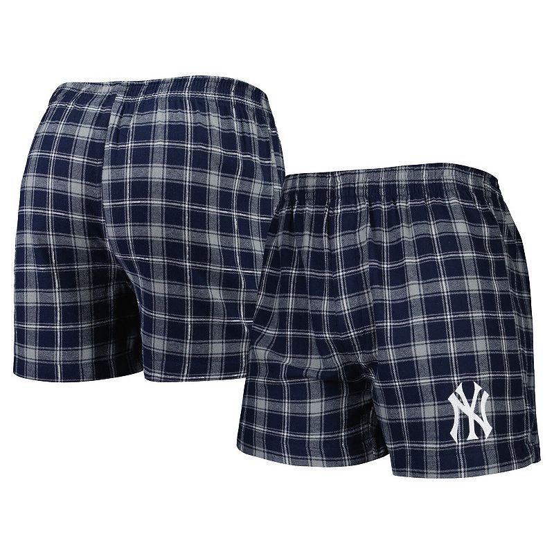Mens Concepts Sport Navy/Gray New York Yankees Ledger Flannel Boxers, Size
