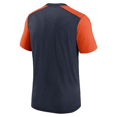 Men's Nike Heathered Navy/Heathered Orange Chicago Bears Color Block Team Name T-Shirt