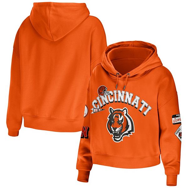 Cincinnati Bengals Women's Hooded Crop Sweatshirt - White/Black/Red