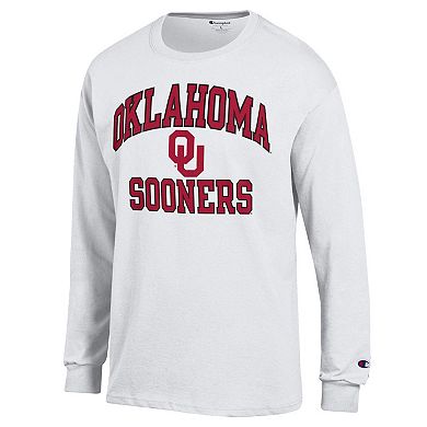 Men's Champion White Oklahoma Sooners High Motor Long Sleeve T-Shirt