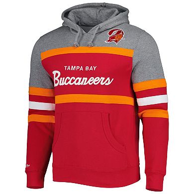 Men's Mitchell & Ness Red/Heathered Gray Tampa Bay Buccaneers Head Coach Pullover Hoodie