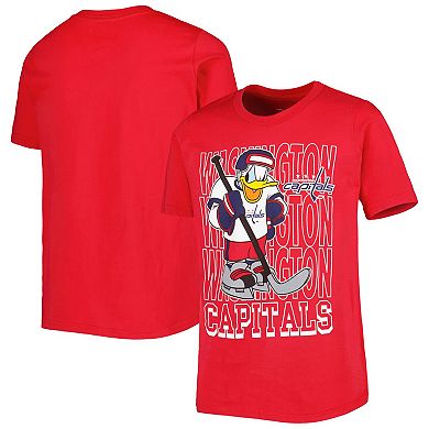 Youth Red Washington Capitals Disney Donald Duck Three-Peat T-Shirt