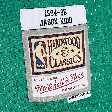 Men's Mitchell & Ness Jason Kidd Blue/Green Dallas Mavericks Hardwood Classics 1994/95 Split Swingman Jersey
