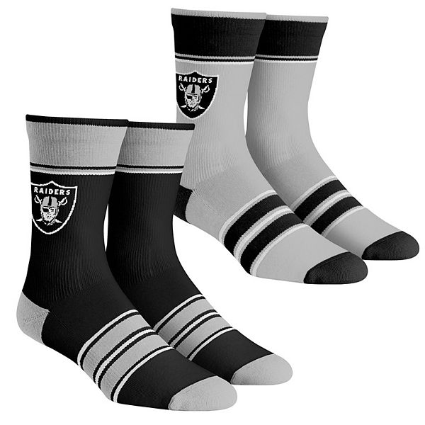 Las Vegas Raiders for Bare Feet Youth 4-Stripe Deuce Quarter-Length Socks