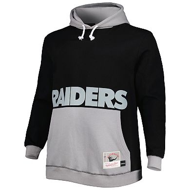 Men's Mitchell & Ness Black/Silver Las Vegas Raiders Big & Tall Big Face Pullover Hoodie