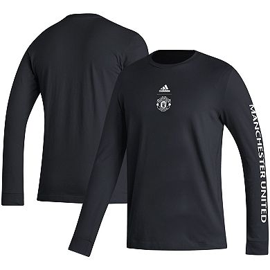 Men's adidas Black Manchester United Team Crest Long Sleeve T-Shirt