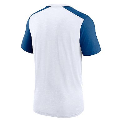 Men's Nike White/Heather Royal Indianapolis Colts Color Block Team Name T-Shirt