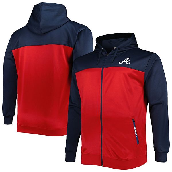 Men's Navy/Red Atlanta Braves Big & Tall Yoke FullZip Hoodie