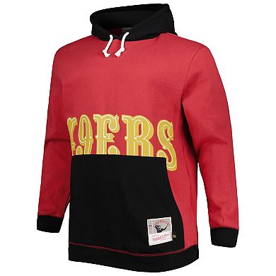 Men's Mitchell & Ness Scarlet/Black San Francisco 49ers Big & Tall Big Face Pullover Hoodie