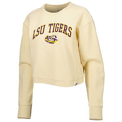 Women's League Collegiate Wear Cream LSU Tigers Classic Campus Corded Timber Sweatshirt