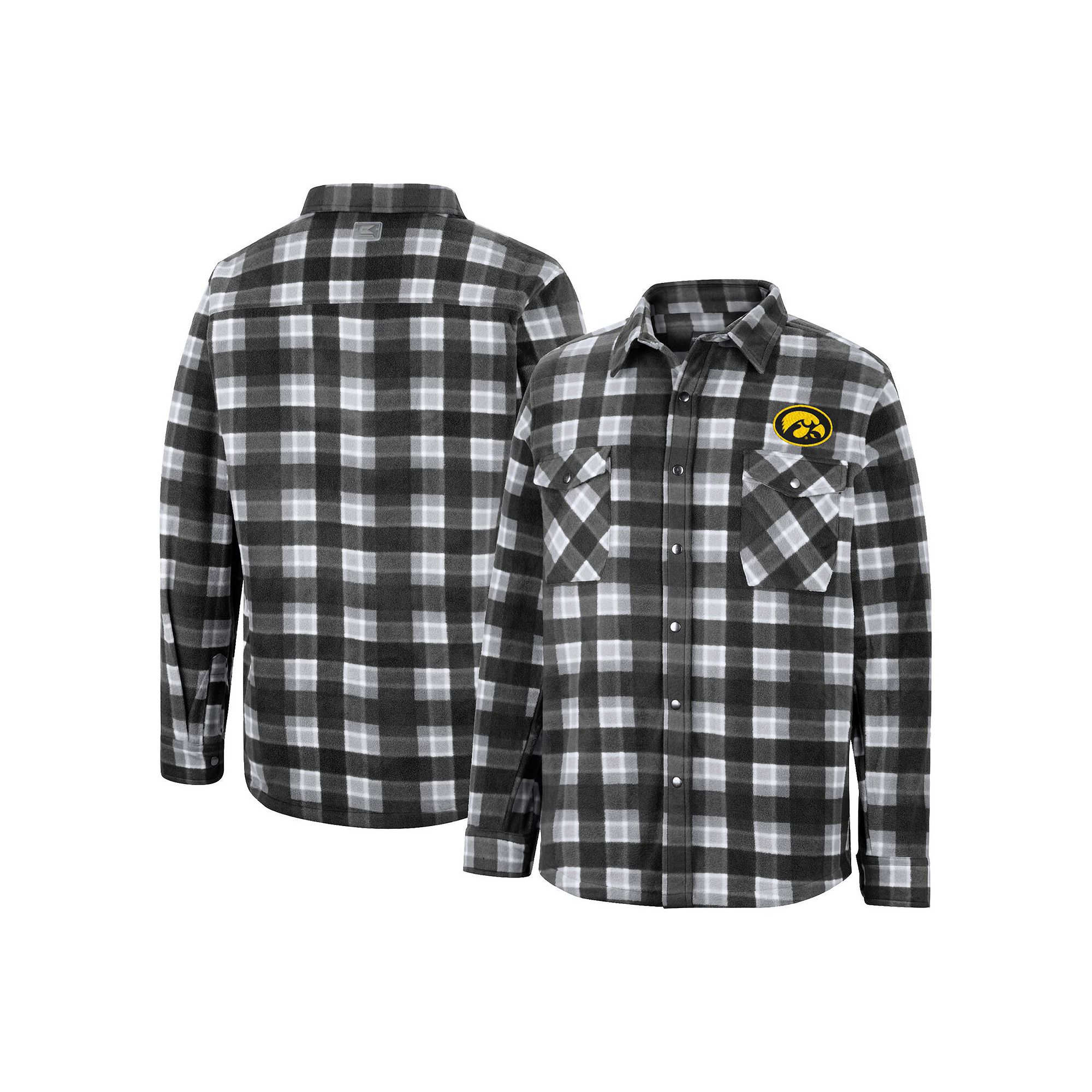 Mens Colosseum Black/White Iowa Hawkeyes Ellis Plaid Full-Snap Shirt Jacke