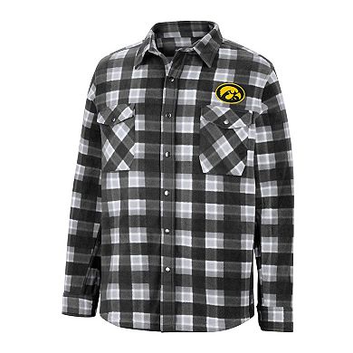 Men's Colosseum Black/White Iowa Hawkeyes Ellis Plaid Full-Snap Shirt Jacket