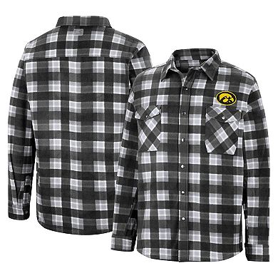 Men's Colosseum Black/White Iowa Hawkeyes Ellis Plaid Full-Snap Shirt Jacket