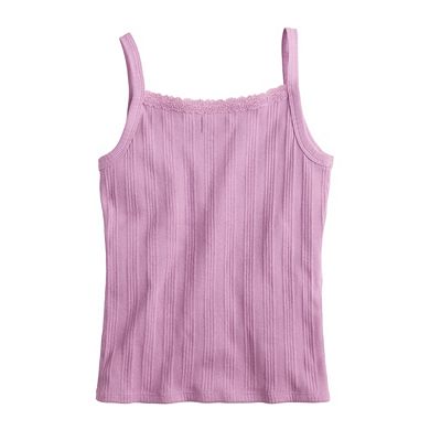 Girls SO® Lace Trim Texture Tank Top in Regular & Plus