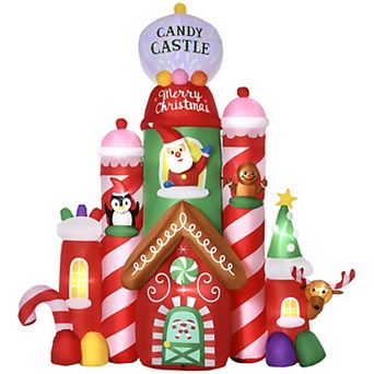 Outsunny 10ft LED Christmas Inflatables Outdoor Decorations Candy Castle