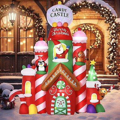 Outsunny 10ft LED Christmas Inflatables Outdoor Decorations Candy Castle,