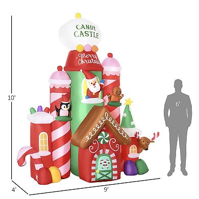 Outsunny 10ft LED Christmas Inflatables Outdoor Decorations Candy Castle,