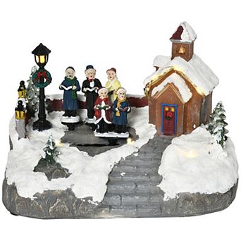 Christmas Village And Choir, Animated Set With Battery Operated Led Light