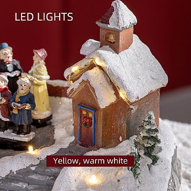Christmas Village And Choir, Animated Set With Battery Operated Led Light