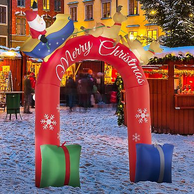 Outsunny 9ft Inflatable Christmas Arch with Built-in LED for Garden Lawn Party