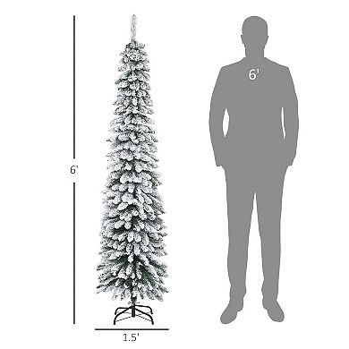 6' Unlit Snow-flocked Artificial Christmas Tree Holiday Decoration With 395 Tips