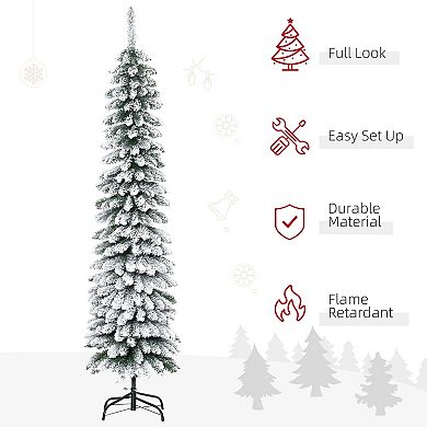 6' Unlit Snow-flocked Artificial Christmas Tree Holiday Decoration With 395 Tips