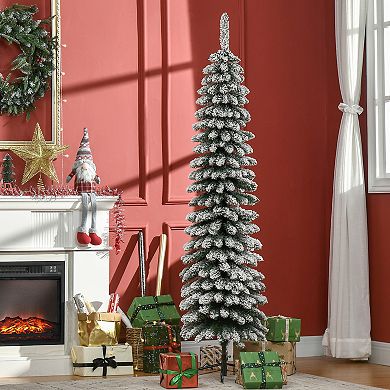 6' Unlit Snow-flocked Artificial Christmas Tree Holiday Decoration With 395 Tips