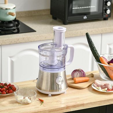 HOMCOM 2 in 1 Blender and Food Processor Combo for Chopping, Slicing, Shredding, Mincing and Pureeing for Vegetable, Meat and Nuts, 500W 5-Cup Bowl, 1.5L Blender Jug, 3 Blades and Adjustable Speed