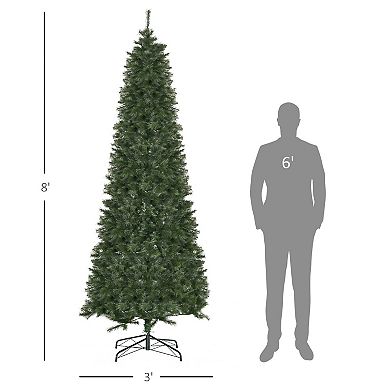 8' Artificial Christmas Tree With Realistic Branch Tips, Auto Open For Party