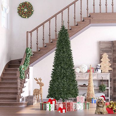 8' Artificial Christmas Tree With Realistic Branch Tips, Auto Open For Party