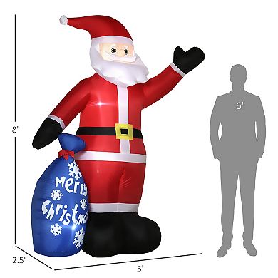 Outsunny 8ft Inflatable Christmas Santa Claus with Gift Bag for Lawn Garden Party
