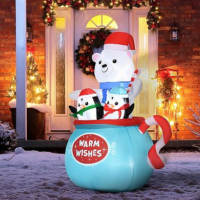 Outsunny 5ft Inflatable Christmas Polar Bear LED Yard Holiday Decoration