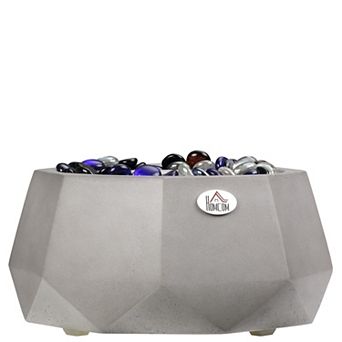 HOMCOM Portable Tabletop Fire Pit with Lid Fire Glass for Indoor and Outdoor