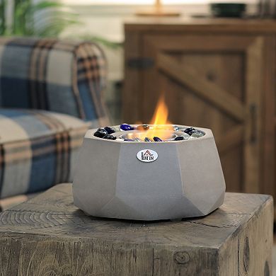 HOMCOM Portable Tabletop Fire Pit with Lid Fire Glass for Indoor and Outdoor