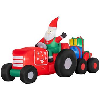 Outsunny 9ft Inflatable Christmas Santa Claus Driving Trailer