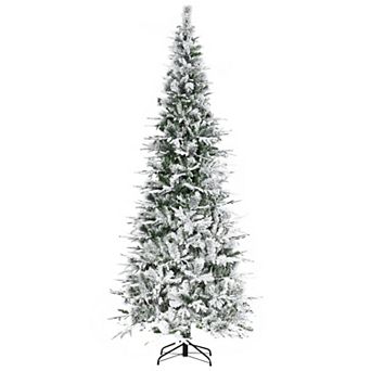 9' Snow Flocked Artificial Christmas Tree W/ 1159 Realistic Branch Tips Green