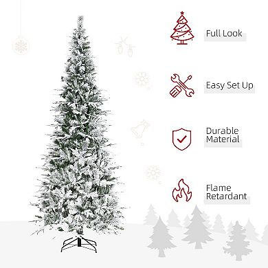9' Snow Flocked Artificial Christmas Tree W/ 1159 Realistic Branch Tips Green